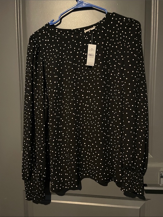 LOFT Tops - LOFT Black and White Polka Dot Long-Sleeve Blouse